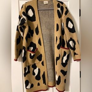 BiBi long leopard print‎ cardigan. Women’s size (oversized) S